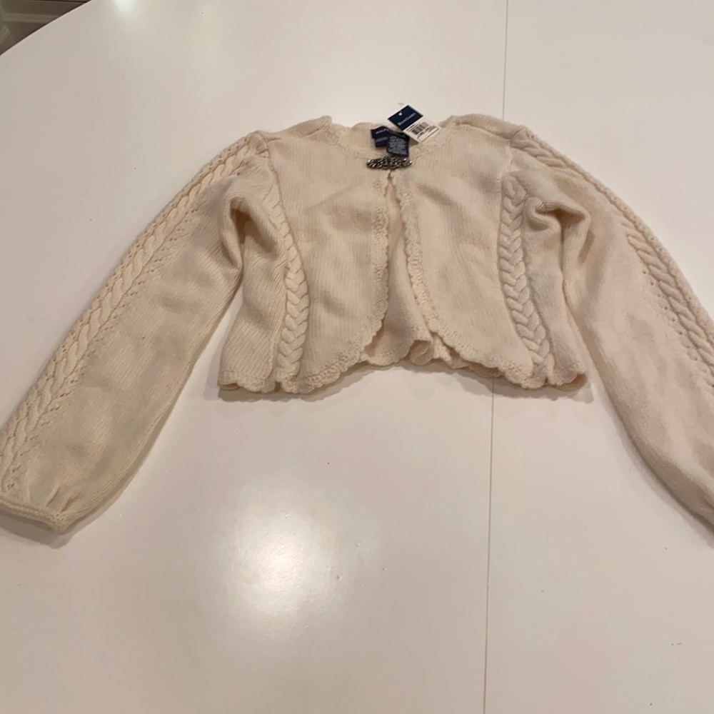 Ralph Lauren girls size large 12/14 cream wool blend sweater NWT